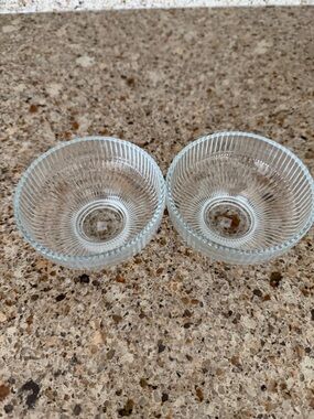 Clear Ribbed Glass Bowls - Set of 2